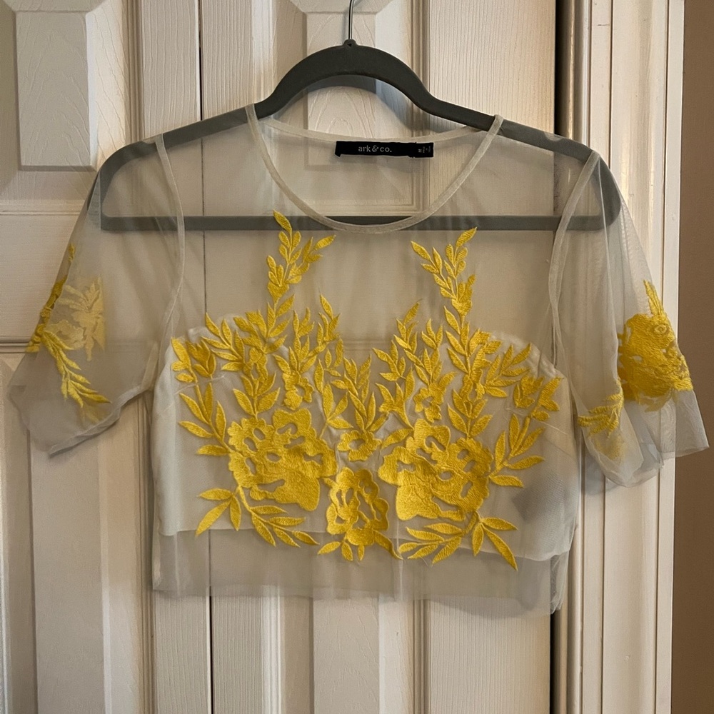 Ark and Co Sheer Yellow Detailed Shirt MEDIUM